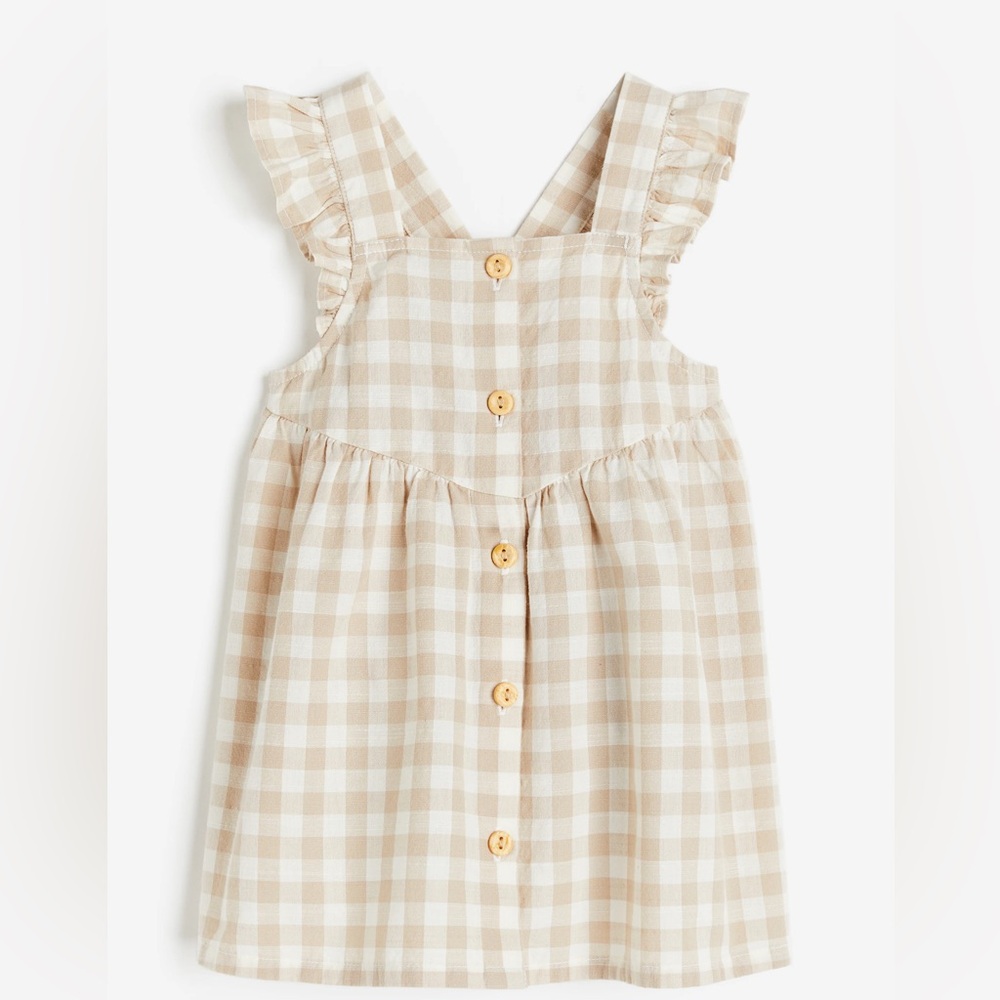 H&M- gingham pinafore style dress